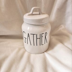 Rae Dunn LL Gather Kitchen Canister Food Storage Jar w/ Lid White